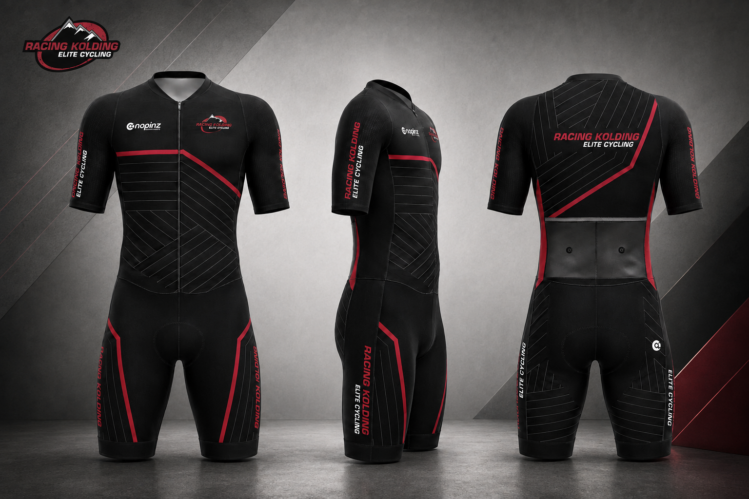 Racing Koldings Sonic Road Suit set forfra, fra siden og bagfra
